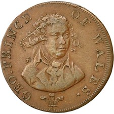 Wielka Brytania , Żeton, Geo. Książę Walii, pół grosza, Londyn, 1744, SS