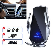 New Auto-Clamping 15W Wireless Car Charger Air Vent Phone Holder Fast Charging