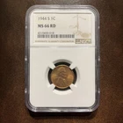 1944-S Lincoln Cent Wheat Penny RD BU Gem NGC MS66 RED