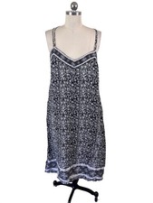 Gap Mediterranean Black Print Maxi Slip Dress Womens XL Summer Vintage Bohemian
