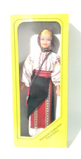 Vintage Romanian Folk Doll in Box Traditional Costume Never Removed From Board
