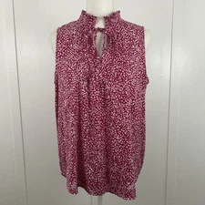 LOFT womens sleeveless top pink and white size L