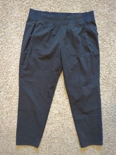 Prana Women's Large Cropped Pants Black Elastic Waist Pockets