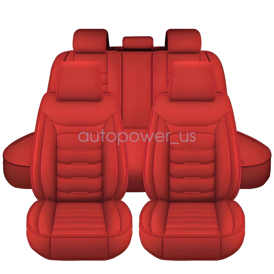 For Lincoln Car Seat Cover Red 5Seat Full Set Waterproof Front Rear Cushion - Image 2 of 4