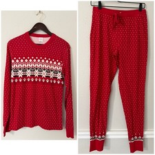 Hanna Andersson Red Fair Isle Polka Dot Organic Cotton Pajama Set S/ M READ
