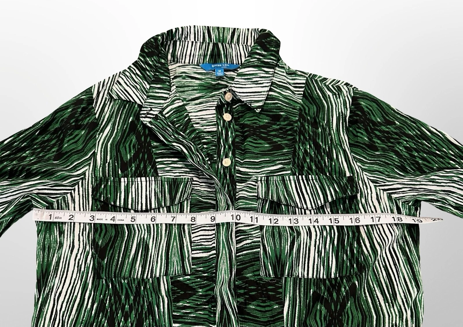 VETEMENTS Derek Lam per Designazione Abito Donna Medio Verde Bianco Venatura Legno Camicia Cotone