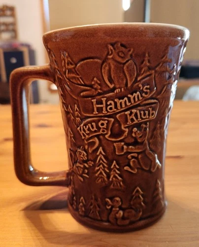 Vintage Red Wing USA Hamm's Krug Klub Beer Stein Pottery Mug Brown Mint
