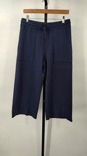 Quince Women Supersoft Fleece Cropped Wide Leg Pants Navy M