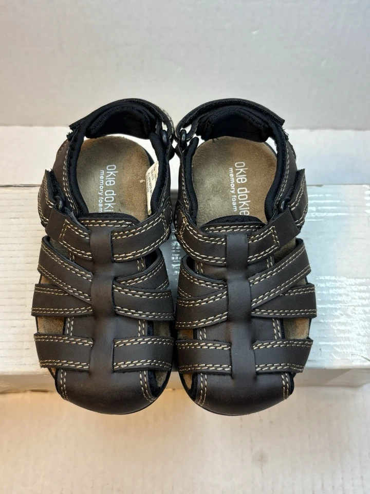 Okie Dokie Toddler Sandals Size 7M Lil Felix Brown Casual Comfort Memory Foam - Image 2 of 4