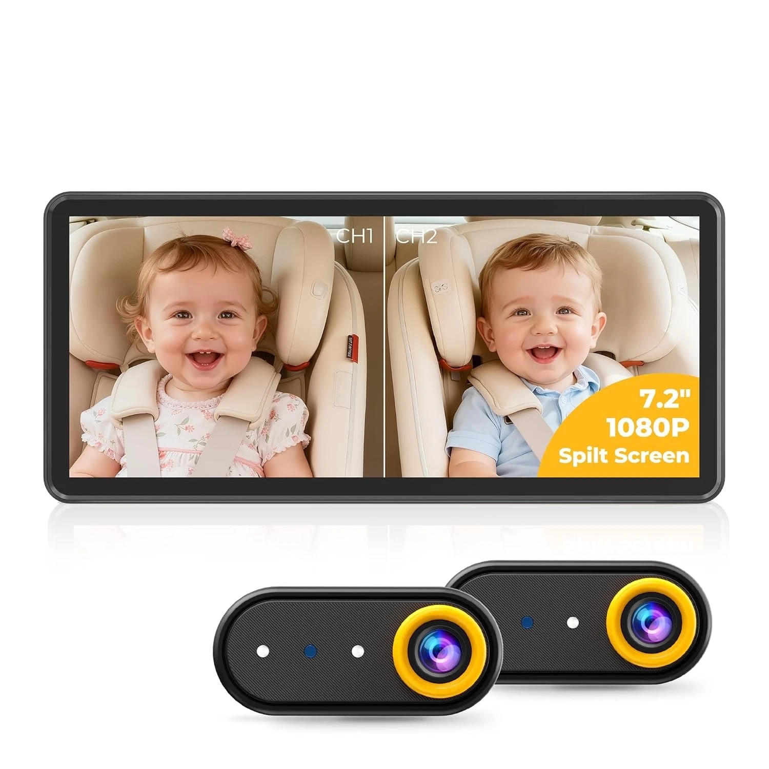 LUCKVIEW BM5PRO 7.2" Dual Camera Baby Monitor, 1080P HD Display for 2 Yellow
Opens in a new window o