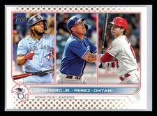2022 Topps #48 AL HR Leaders (Guerrero Jr./ Perez / Ohtani) Gold Star