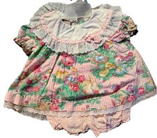 Vintage Somersaults Bunny Chick Easter Dress Bloomers Baby Girls 6-9m Cottage