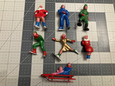Vintage Lot Of Barclay   Painted Lead Winter Ice Skater/Sledding Figures