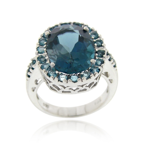 925 Silver 9ct London Blue Topaz Oval Cocktail Ring | eBay