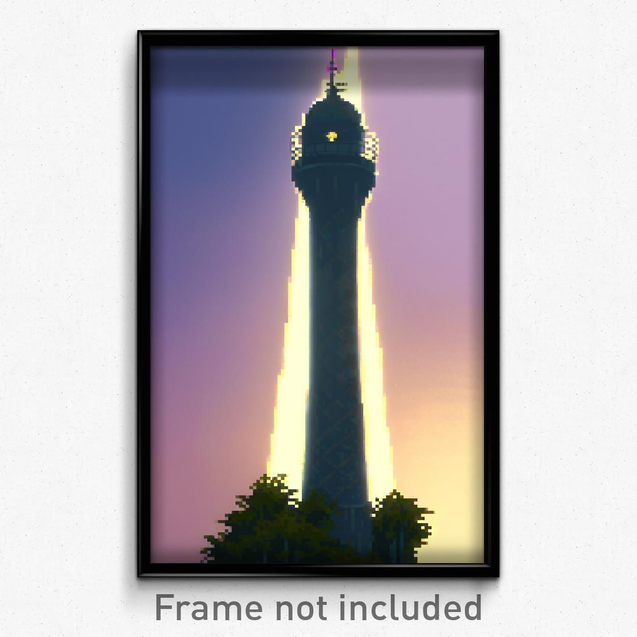 Pixel Art Poster of Spotless Tower - 8 Bit Psychedelic Trippy Video Game Wall Art Print