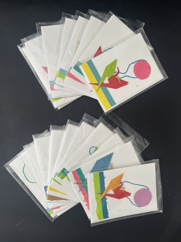 Origami Dancing Cranes Lot of 19 Greeting Cards by Michael G. LaFosse Hand Made
