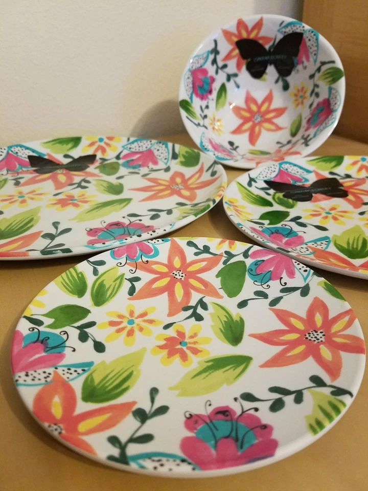(Set of 16) Cynthia Rowley Bright Spring Flowers Floral Melamine Set Home Decor - Image 4 of 4