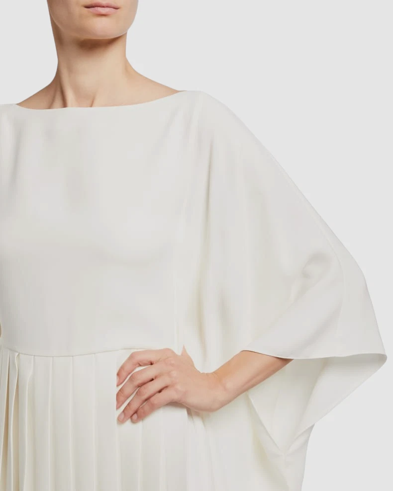 Mini abito da donna Valentino avorio mantello a pieghe $2250 seta taglia 48