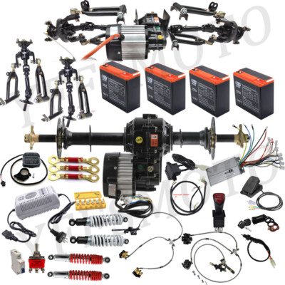 4 Wheeler ATV Front+Rear Axle Kit 500W 1000W Differential Motor Assembly Go Kart