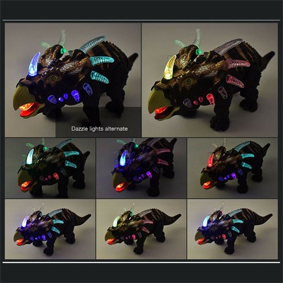 Walking Triceratops Dinosaur Figure With Light Up Toys Figure Sound Real Move US