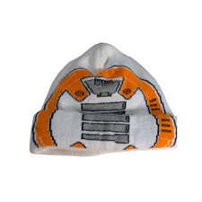 Star Wars BB-8 Knit Beanie Hat For Kids - White Orange OSFM