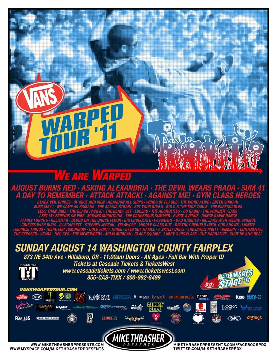 WARPED TOUR 2011 PORTLAND CONCERT TOUR POSTER-August Burns Red
