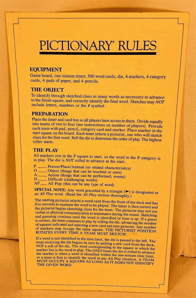 1985 Pictionary 1st Edition Charades Game Complete in Very Good Cond FREE SHIP - Image 2 of 4