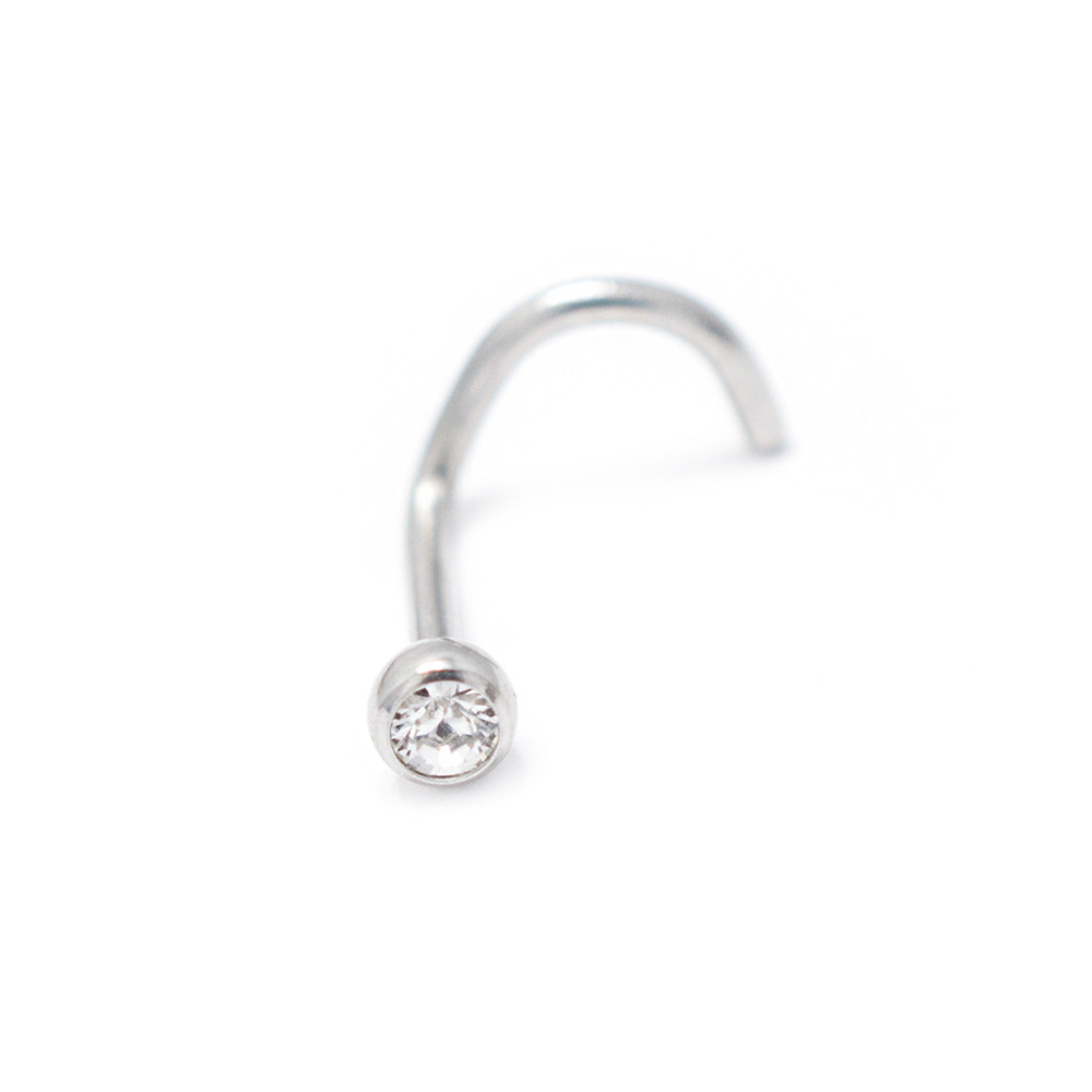 100-Pack 18G Nose Rings - Surgical Steel Screw Studs With Clear CZ Crystal, Silver Tone