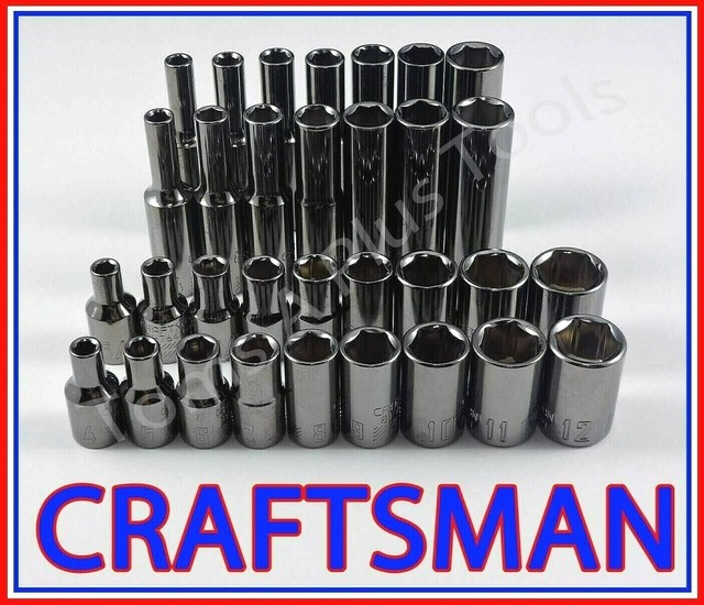 CRAFTSMAN 32pc 1/4 Gunmetal Chrome SAE&METRIC MM 6pt Ratchet Wrench