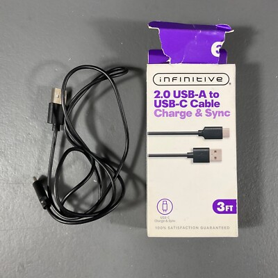Infinitive Durable 3 Ft. 2.0 USB A to USB C Cable Charge & Sync for Android READ