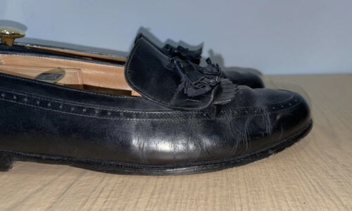 MOCASSINI VINTAGE SALVATORE FERRAGAMO NAPPA PELLE NERA Tg 10D MADE IN ITALY - Foto 5 di 16