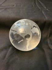 Gorgeous Vintage World Globe Frosted Glass Paperweight, 3"