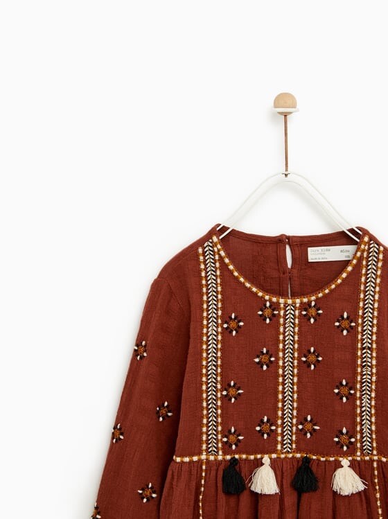 Robe Brodée Zara Enfant Fille Taille 5 - Modèle Russet 4465/700 - Neuve Avec étiquette