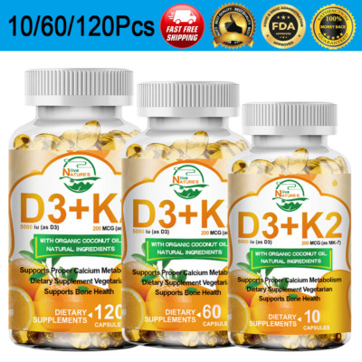 Vitamin D3 K2 - 5000iu of Vegan D3 & 200mcg of Vitamin K2 as MK7, Immune Support