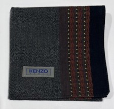 MAN HANDKERCHIEF STRIPED DARK GRAY BROWN KENZO POCKET SQUARE COTTON 18  