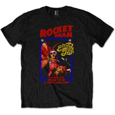 Elton John Shirt Schwarz Rocketman feather suit Unisex Merchandise Frauen Männer