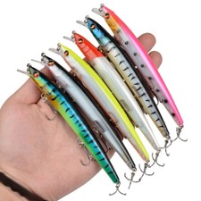 6PCS Floating Minnow Fishing Lures 13.5cm 15g Artificial Crankbait Treble Hooks