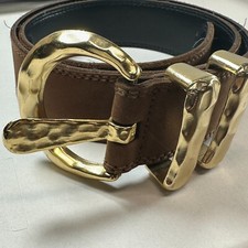 Vintage Belt Express 29-33 Inches Hammered Buckle Brown Leather Mediums