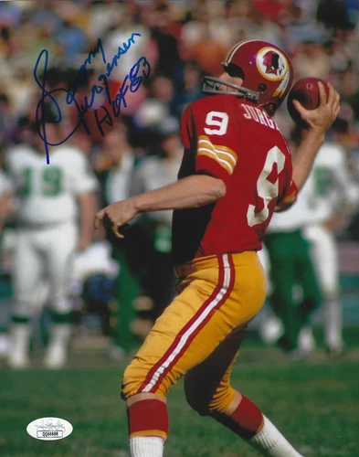Signed 8x10 SONNY JURGENSEN "HOF 83" Washington Redskins Autographed photo - JSA