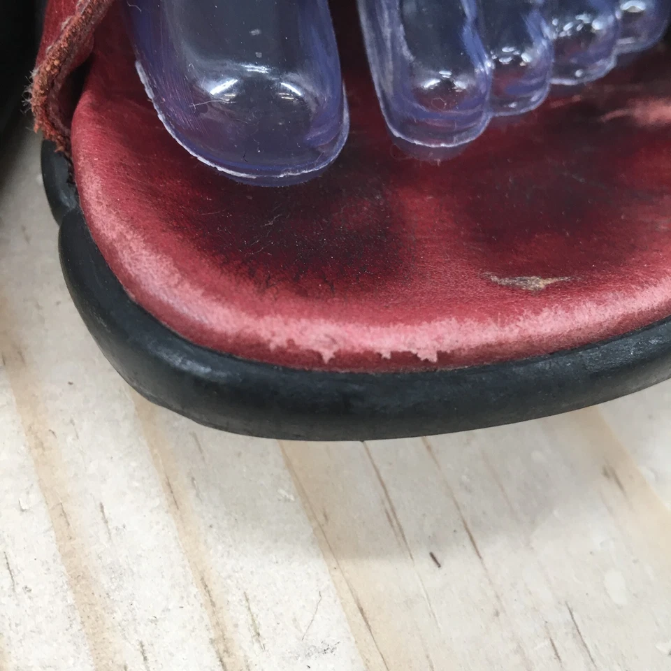 Sandalias Cole Haan para mujer 7 B Slide cuero rojo sin cordones informales cómodas punta abierta Foto 3 de 4