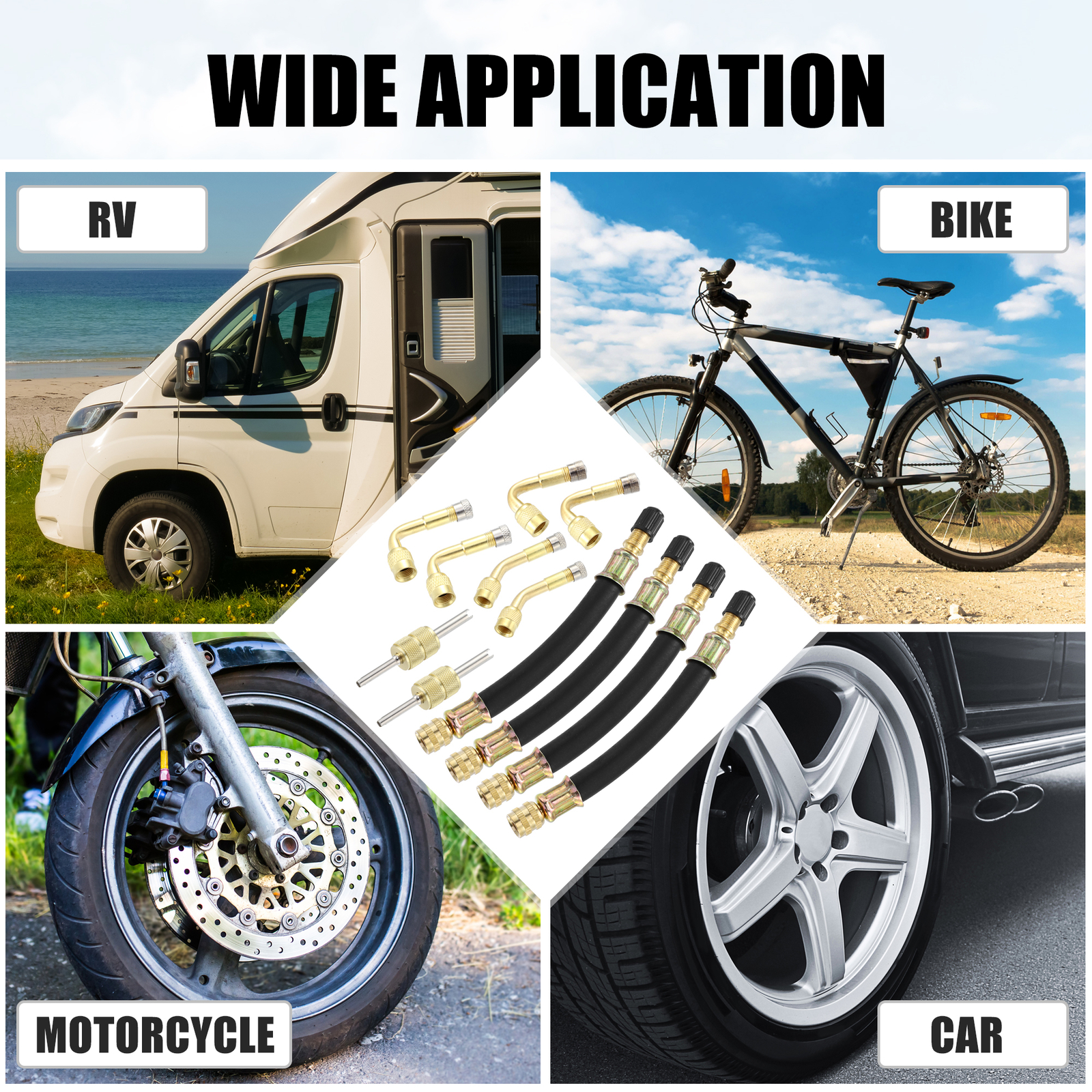 Car Rim Extender Rims 12pcs Tire Valve Stem Extension Dual Extender Pipe 5.1 Inch for Car ...