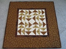 Hand Made Quilted Table Runner/ Topper /Mat  Brown /Gold  21" x 21"
