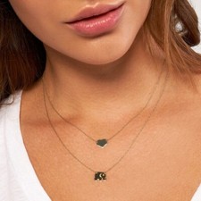 Solid 14k Gold Dainty Flat Heart Necklace - Adjustable Heart Necklace -