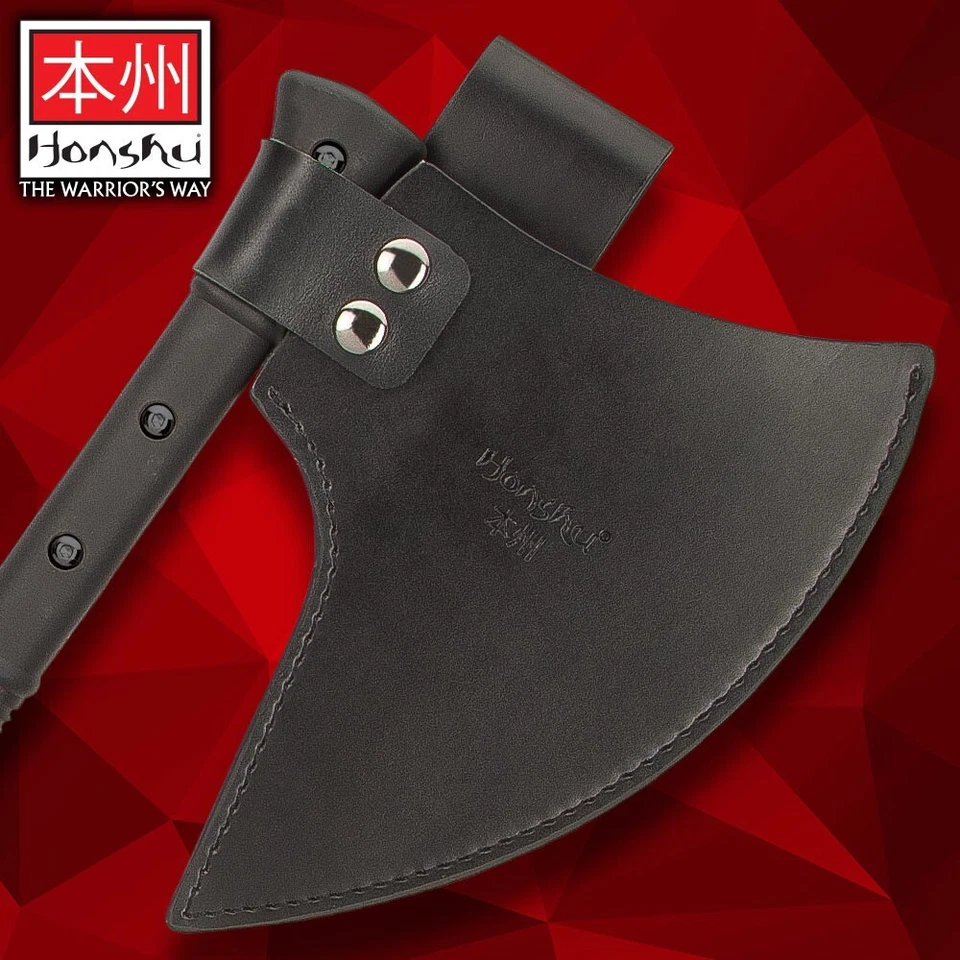 HONSHU Karito Battle Axe with Leather Sheath, Stainless Steel Blade, Length 27" - Image 3 of 4