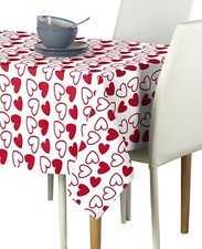 Tossed Hearts Red White Signature Tablecloth Assorted Sizes
