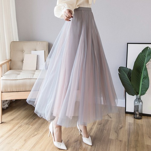 Damen Mehrlagig Netz Rock Netzgewebe Tüll Elastisch Hohe Taille A-Linie Fairy - Bild 11 von 14