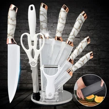 9Pcs Kitchen Knife set with Acrylic Block High Carbon Stainless Steel Chef Knife