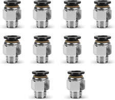 10 Pcs Push-To-Connect Fittings 3/8 Inch Tube OD X 1/4 Inch NPT Thread Pneumatic