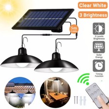 Solar-Powered Double-Headed LED Pendant Light for Garden and Shed Illumination