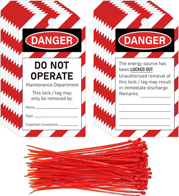 50PCS Lockout tagout Tags Do Not Operate Equipment Tags Danger Tags 50 Zip Ties